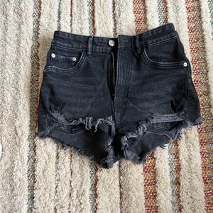Zara Black Distressed Jean Shorts